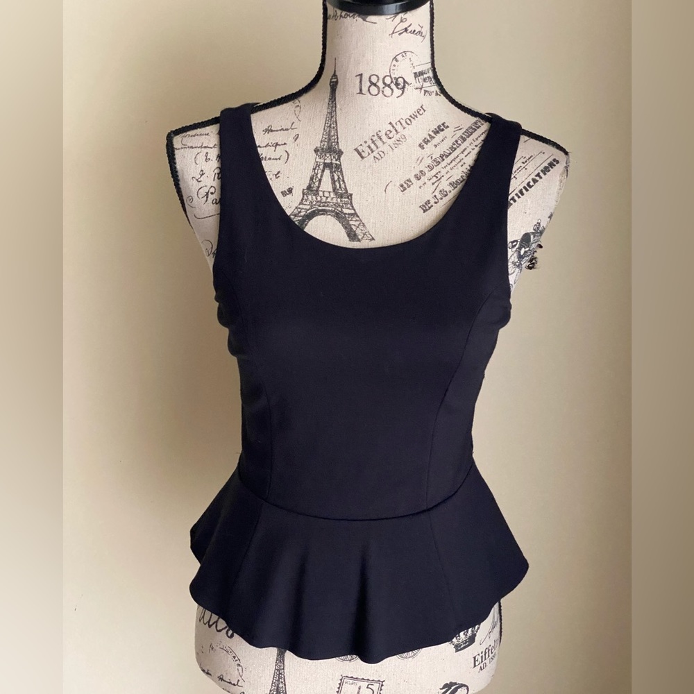 Express black nude Peplum lace back tank top